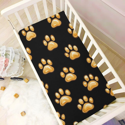YANENDIE 39 27 Inch Dog Paw Prints Crib Sheets - Boys & Girls Cotton Crib Sheet for Standard Crib and Toddler