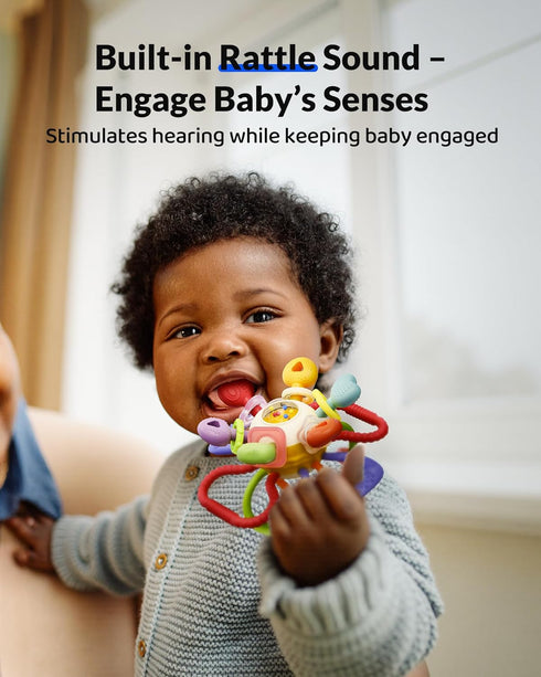 0-12 Baby Montessori Sensory Teething Toy - Safe, Multi-Functional BPA-Free Silicone Teether for Babies Months