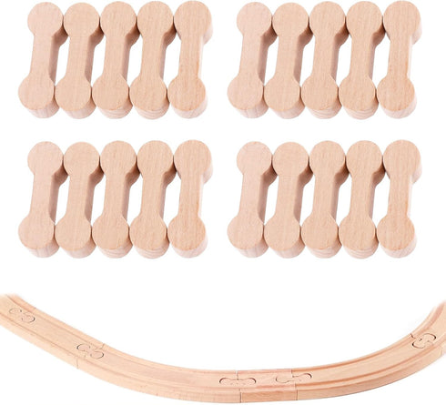 Styquenzer 20pcs Wooden Train Track Dog Bone Connectors, Wooden Train Dog Bones Accessories,