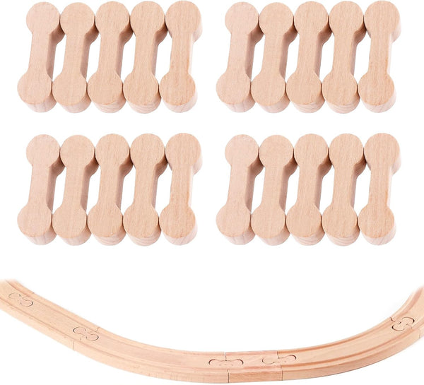 Styquenzer 20pcs Wooden Train Track Dog Bone Connectors, Wooden Train Dog Bones Accessories,