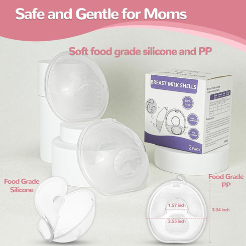 Silicone(2.03oz,2 Counts) Breast Milk Collector, Milk Collectors for Breastfeeding, Reusable Breast Milk Shells