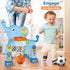 1 2 3 SpringFlower Toddler Basketball Hoop & Soccer Goal Activity Center Toys with Light & Music,Elephant Toddlers