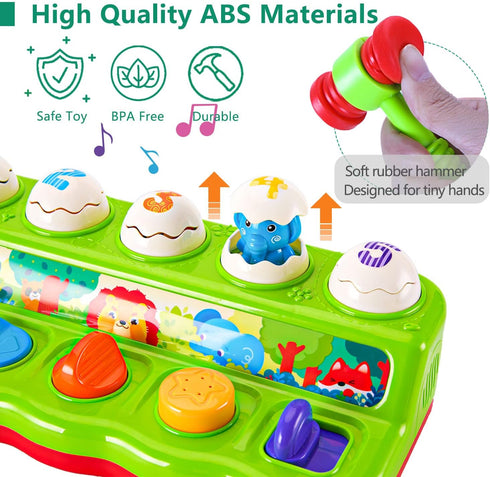 1 1-3, 12 Year Old Toys for Boys Girls Birthday Gift, Cause and Effect Animal Pop Up Toy with Music and Light