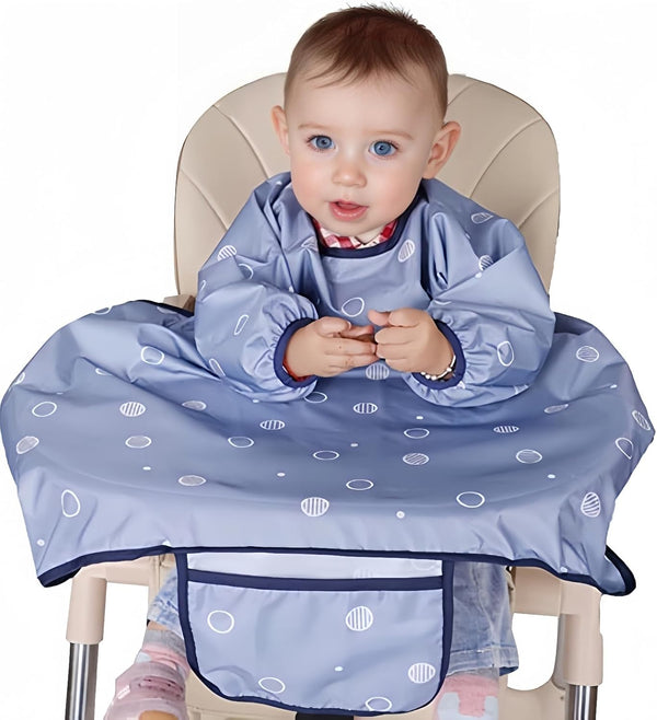 MOTEERLLU Coverall Baby Feeding Bib for Eating,Long Sleeves Bib Attaches to Highchair