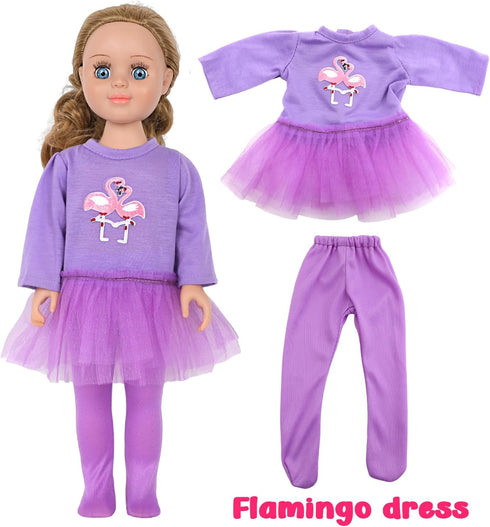 18-Inch 5 Sets 2 (8 Set 3-10 MSYO Doll Clothes & Accessories Kit: Pre-Styled Outfit + Pairs of Shoes Styles Available)