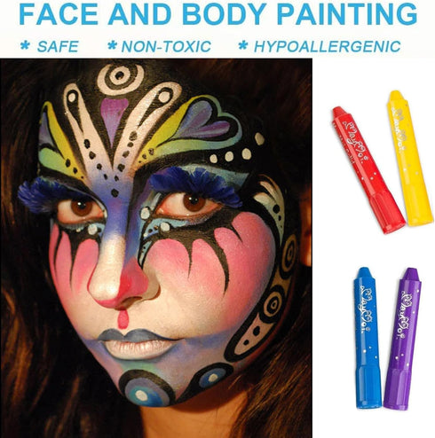 24 MayMoi Tempera Paint Sticks - Bright Colors, Quick Drying, Easy to Color and Washable Crayons for Teens and Students