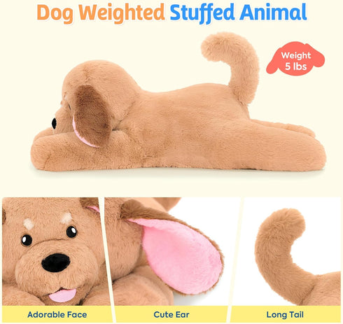 25.6 inch 5 lbs PEACH CAT Golden Retriever Dog Weighted Stuffed Animals Large Weighted Plush Soft Puppy Plushies Toys