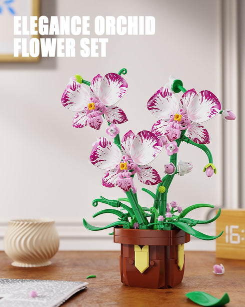 EITOLNR Set 6-12 (323 Flowers Botanicals Orchid Building - Artificial Flower Building Blocks for Adult Women, Bonsai