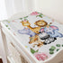 Jungle Safari Animals Changing Pad Cover with Tropical Leaves, Lion, Elephant, Zebra, Giraffe, Hippo, 32''x16''
