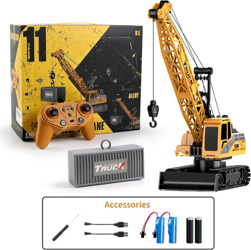 Boys,11-Channel 2.4GHz 3 4-7 8 9 10 Dwi Dowellin Remote Control Crawler Crane for RC Construction Crane Toy for Kids