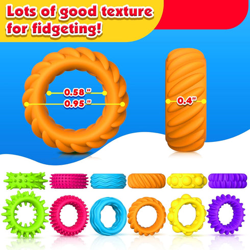 36Pack: Sensory Toys Fidget Rings for Kids Sensory Rings for Stress - Stretchy Calming Toys for Autism - Bulk Fidgets