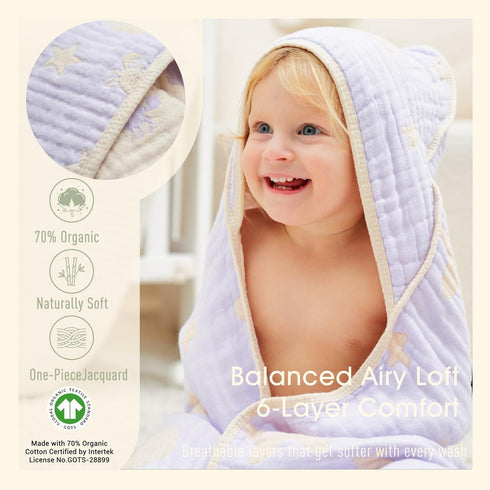 32 32 Inches, Ultra-Soft Muslin Baby Towel - x Ideal for Bath & Beach, Suitable for Both Boys & Girls from Newborns