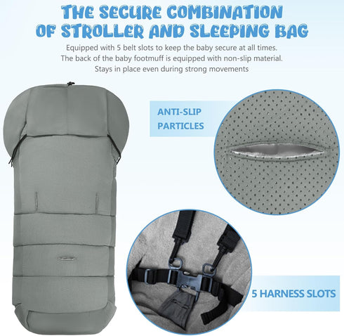 Universal Baby Footmuff for Strollers, Winter Stroller Cover with Fleece Lining, Baby Bunting Bags