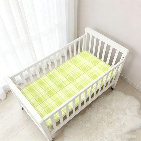 JUNZAN 52x28 Scottish Checker Baby Crib Sheets Cotton Fitted Crib Sheets for Boys Girls Standard Toldder Bed Mattress