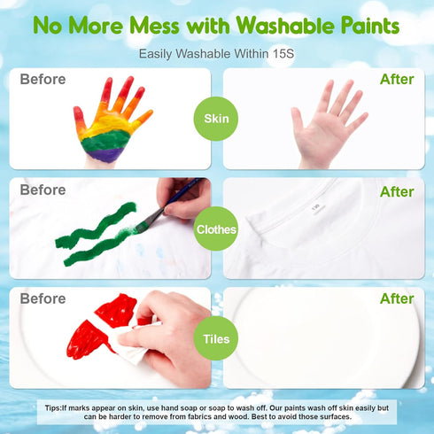 Jar Melo Washable Finger Paints for Toddlers, Non Toxic Baby Paint, 7 Colors (2.1fl oz), Safe Art Supplies for Kids 2+
