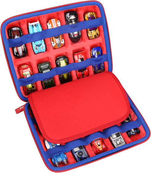 Mchoi Shockproof Carrying Case for Hot Wheels, Toy Car Organizer for 20 Cars, Red Case Only