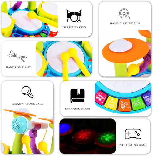 Drum Set for Toddlers 1-3, Baby Drum Set with Microphone, Kids Drum Sets for 2-5 Year Olds, Birthday Gift