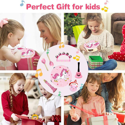 Kids Musical Instruments Set, 12 Pcs Wooden Percussion Toys Tambourine Xylophone for Preschool Education Gift
