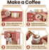 Playset 3 4 5 BUYGER Toy Coffee Maker for Kids, Wooden Coffee Pretend Play Kitchen Accessories Gifts for Ages Year Old