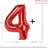 40 Inch Red Big Number 4 Birthday Party Decoration Foil Balloons for Anniversary, Wedding, Girls and Boys Digit 4
