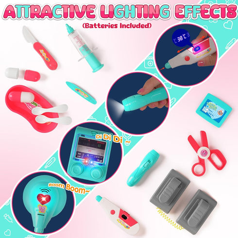 3-5, Doctor Kit for Kids, Pretend Play Medical Toy Doctor Cart, Doctor Toy for Toddlers Christmas Birthday Costume Role