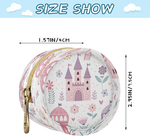 Nesatuwa Princess Castle Pink Pacifier Holder Case with Clip Portable Small Travel Pacifier Pouch for Mom Bag Zipper