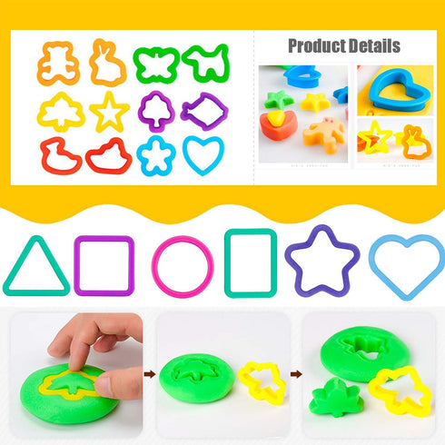Playdough Tools Set for Kids, 32 PCS Play Dough Tools Kit with Molds, Rollers, Extruder, Cutter, Scissor in Random Color