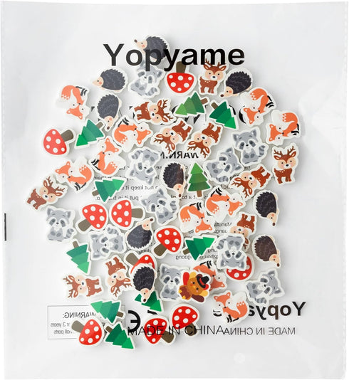Yopyame 60Pcs Woodland Animal Mini Erasers, Assorted Novelty Pencil Erasers for Kids, Classroom Prizes, and Party Favors