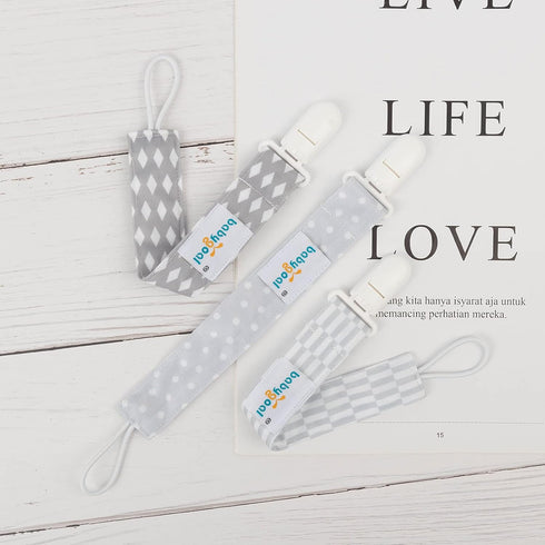 3 Pack PS06 babygoal Baby Neutral Pacifier Clips, Binky Paci Holder and Leash Fits for Most Pacifier and Binkies