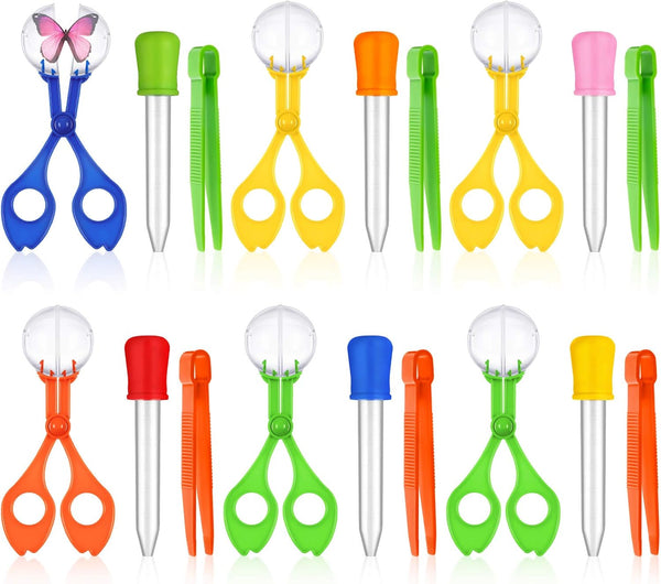 18 Pieces Fine Motor Skill Toys, 6 Handy Scoopers, 6 Jumbo Tweezers, 6 Rubber Tipped Droppers for Science Learning