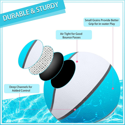 24 Pcs Mini Basketball 7'' Water Basketball Bulk, Pump for Swimming Pool Indoor Mini Hoop