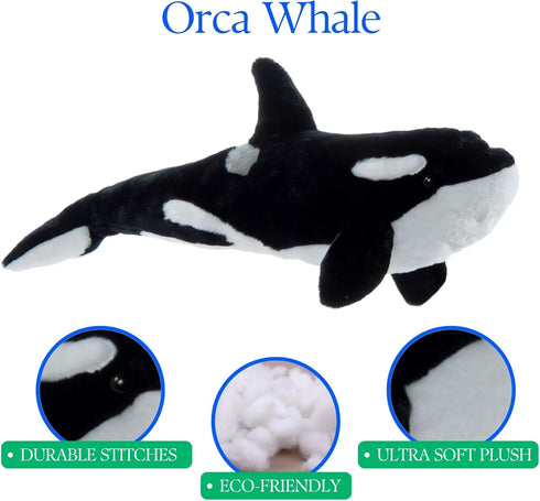 20 inches The Petting Zoo Orca Stuffed Animal Plushie, Gifts for Kids, Wild Onez Sealife Animals, Whale Plush Toy