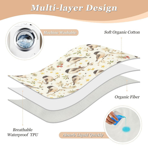 siphylline 52" 34" Cartoon Cute Fay Bird Extra Large Resuable Changing Pad Covers Highly Absorbent Bed Pad Changing