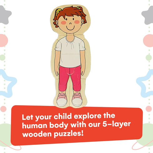 Kidzlane Girl Wooden My Body Puzzle for Toddlers & Kids - 29 Piece Girls Anatomy Puzzle Kid Play Set - Anatomy for Kids, Skeleton Toys for Kids Ages 3 Plus