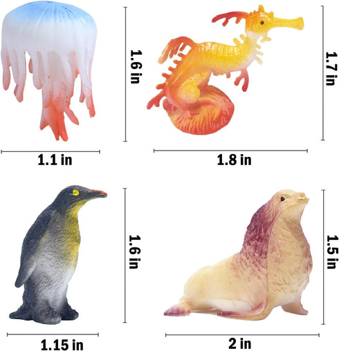 Ocean Sea Animals Figures Set, 60 Pack Mini Plastic Deep Underwater Life Creatures, STEM Educational Bath Toys