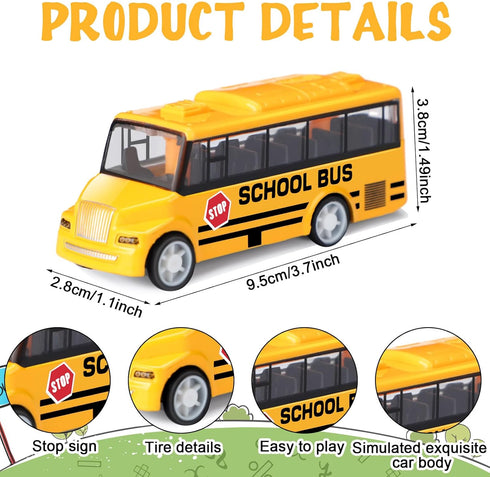 12 Pcs School Bus Toy, Back to School Pull Back Bright Yellow Bus for Girls and Boys Classroom Gift