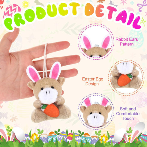 Wiwiqing 36 Pcs/12 Set Set 12 12 12 Easter Mini Stuffed Animals Gift Plush Animal Keychains Cards Bags for Easter Egg