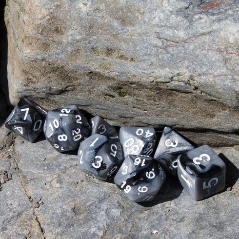 Gray and Black Expanded DND Dice Set with Extra D20 - 'Claws of Darkness'