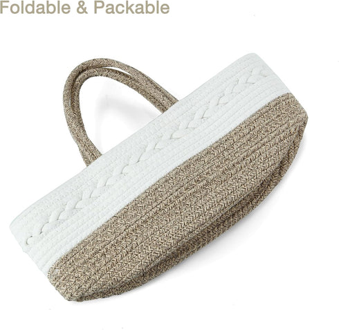 PandaEar Portable Baby Diaper Caddy Organizer, Cotton Rope Diaper Caddy for Newborn Infants - Brown