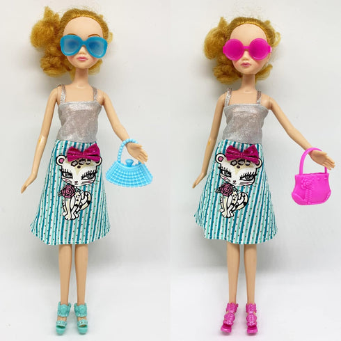 70PCS Doll Accessories, 50 Pairs Doll Shoes, 10 Doll Handbags, 10 Doll Glasses, Fashion Playset for 11.5 Inch Girl Doll