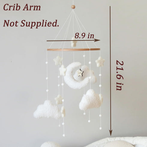 Goukurlsma Boho Cloud Moon Crib Mobile Boho Baby Mobile for Crib Neutral Clouds, Moon & Stars Design Nursery Mobile