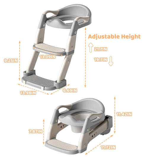 MantisFist 2-in-1 1-3, Toddler Potty Training Toilet Seat with Step Stool Ladder Adjustable Height Potty Chair Urinal