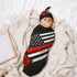 USA Thin Red Line Firefighter Axe Pattern Baby Swaddle Blanket, 100% Cotton with Beanie Hat Set for Infant Gifts