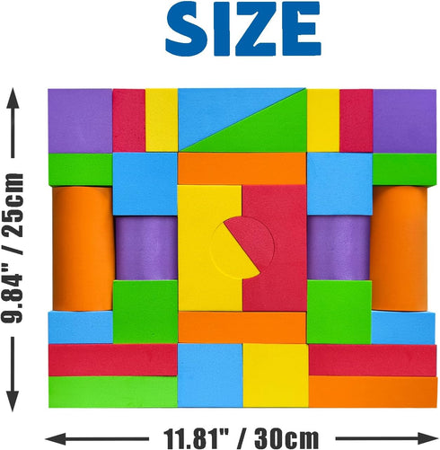Large Building Blocks for Toddlers 2-3, Big Foam Bath Toys, Soft Stacking Blocks Set for 18+ Month Olds