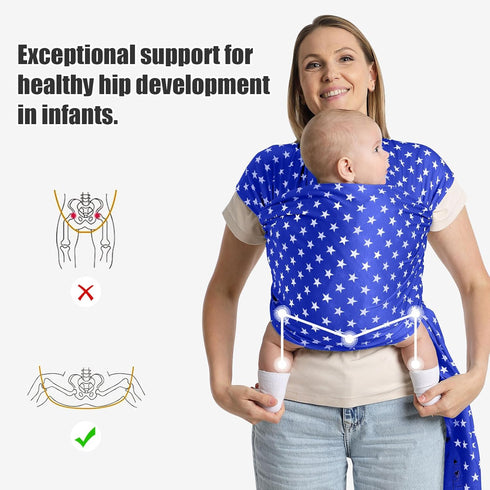 S.Leovay 7-35 lbs Fashion Star Pattern Baby Wraps Carrier,Comfortable Baby Wearing Wrap and Swaddle,Stretchy