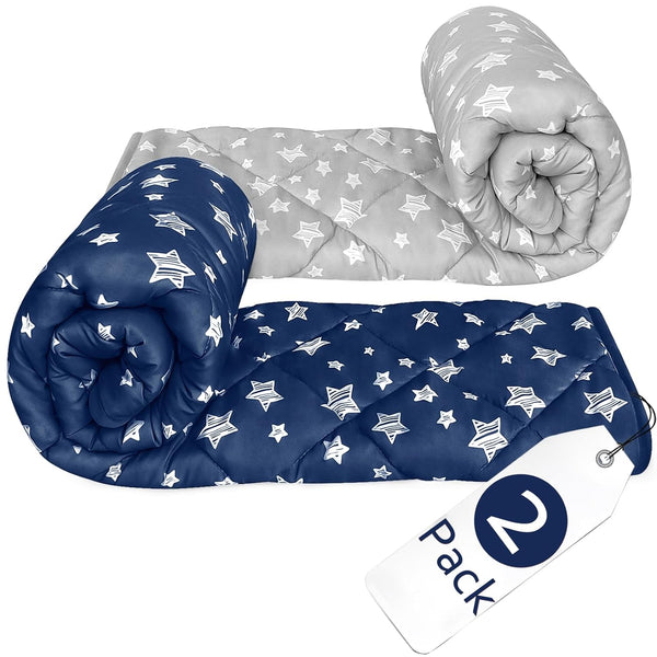 Baby Blanket 2 Pack, Soft Cozy Toddler Comforter Quilted with Grey and