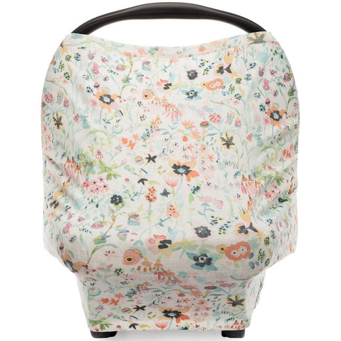 Parker Baby 4 in 1 Car Seat Cover for Girls, Stretchy Canopy, Nursing Cover, Grocery Cart, High Chair Cover - Bloom