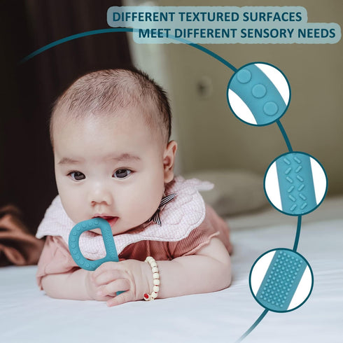 Sensory Chew Toys for Autistic Children 4 Pack, P Shape Sensory Toys for Toddlers 1-3 Chew Necklaces for Kids Adults with ADHD SPD, Silicone Teething Toys for Baby Oral Motor Stimulation