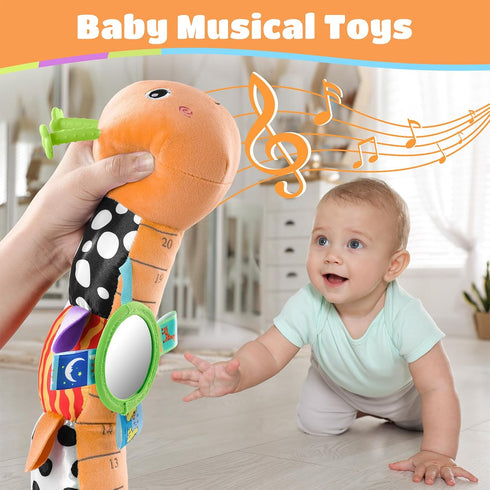 Baby Toys Musical Caterpillar Interactive Multicolored Infant Toy Crinkle Rattle Soft with Ring Bell Stuffed Cuddly
