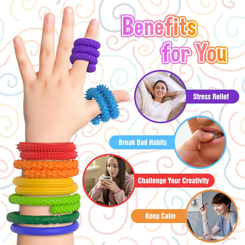 Autism,8 Pack Sensory Fidget Toys for Kids with Quiet Calm Bendable Sensory Sticks Fidget Sticks for Classroom,Calming